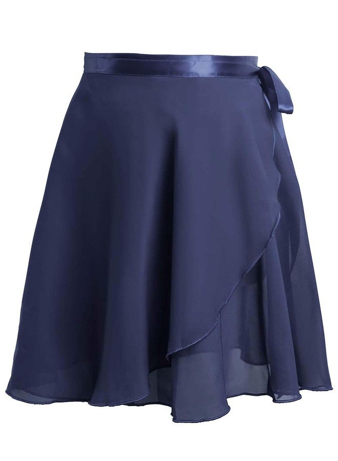 Daydance Girl's Women's Ballet Skirt Wrap Chiffon Over Scarf with Waist Tie for Leotards Navy - Image 1